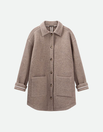 DANNY - Manteau mi-long sand en laine bouillie-1