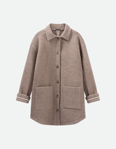 DANNY - Manteau mi-long sand en laine bouillie - One Step