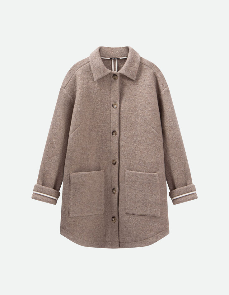 DANNY - Manteau mi-long sand en laine bouillie-1