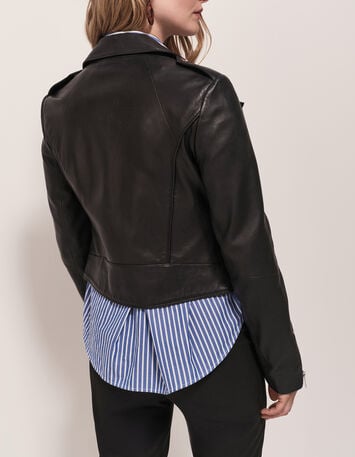 DEAN - Blouson biker noir en cuir-3