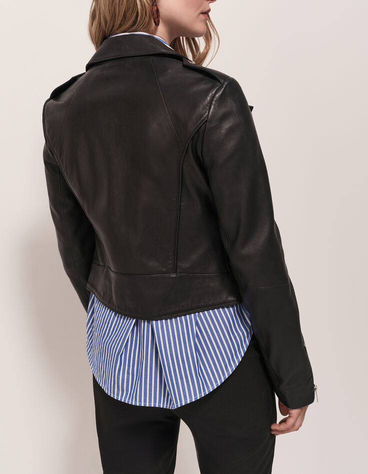 DEAN - Blouson biker noir en cuir-3