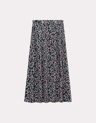 JACA - Jupe midi verte imprimé minimaliste floral - One Step