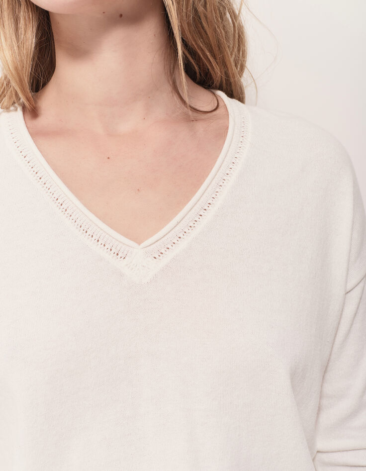 TZAR - Pull écru tricot fin avec danseuse dos-4 TZAR - Pull écru tricot fin avec danseuse dos-4
