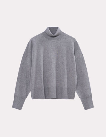 TANAKA - Pull gris tricot fin à col roulé-6