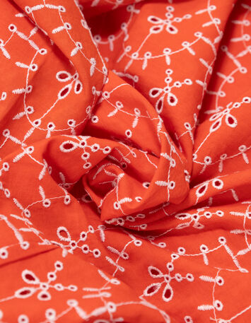 COLOMBE - Blouse orange coton bio broderies all over-8