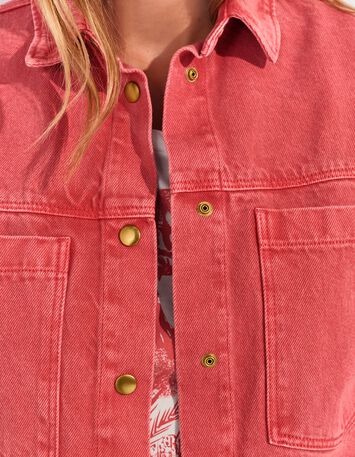 DULCE - Surchemise en jean rose waterless maxi poches -4