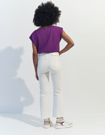 LE KARLIE - Jean bootcut blanc waterless 7/8ème -3