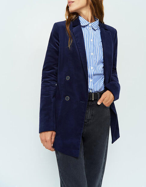 VERONA - Veste de costume bleu indigo en velours - One Step
