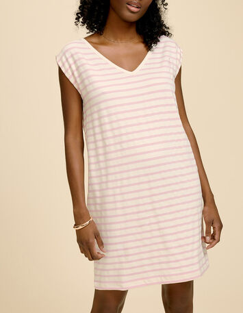 REFLEX - Robe écrue à rayures couleur-1
