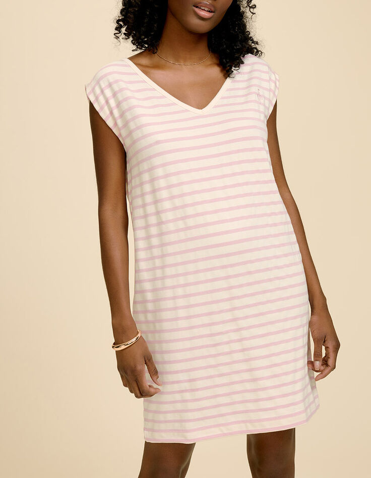 REFLEX - Robe écrue à rayures couleur-1