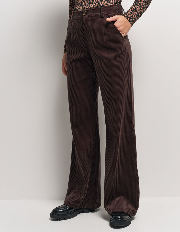 POETE - Pantalon de tailleur marron velours côtelé-2 POETE - Pantalon de tailleur marron velours côtelé-2