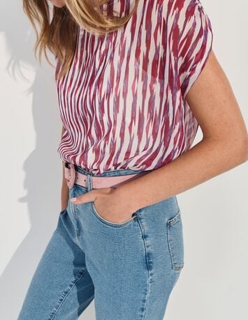 CELINA - Top violet polyester recycl&eacute; rayures floues-2