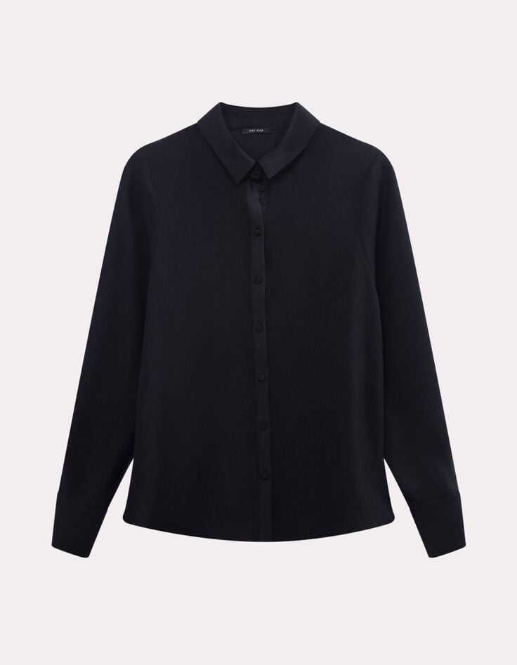 CYMONE - Chemise noire fluide polyester recyclé-1 CYMONE - Chemise noire fluide polyester recyclé-1