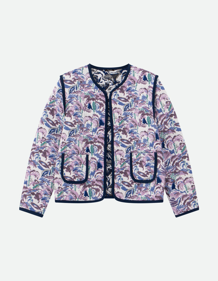 DORES - Blouson réversible écrue jacquard motif écume-7