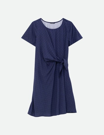 RAMI - Robe bleue Lenzing Ecovero minimaliste carr&eacute;s-5