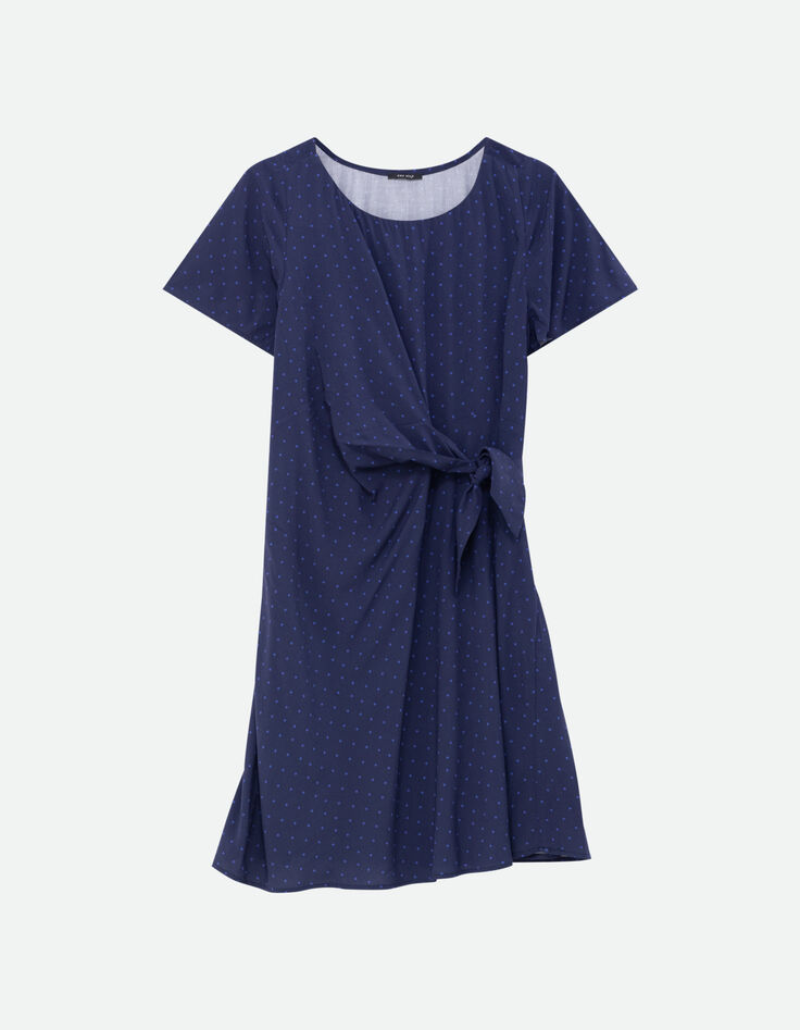 RAMI - Robe bleue Lenzing Ecovero minimaliste carr&eacute;s-5