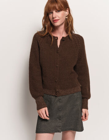 TAHAT - Cardigan marron tricot boutons recouverts-7