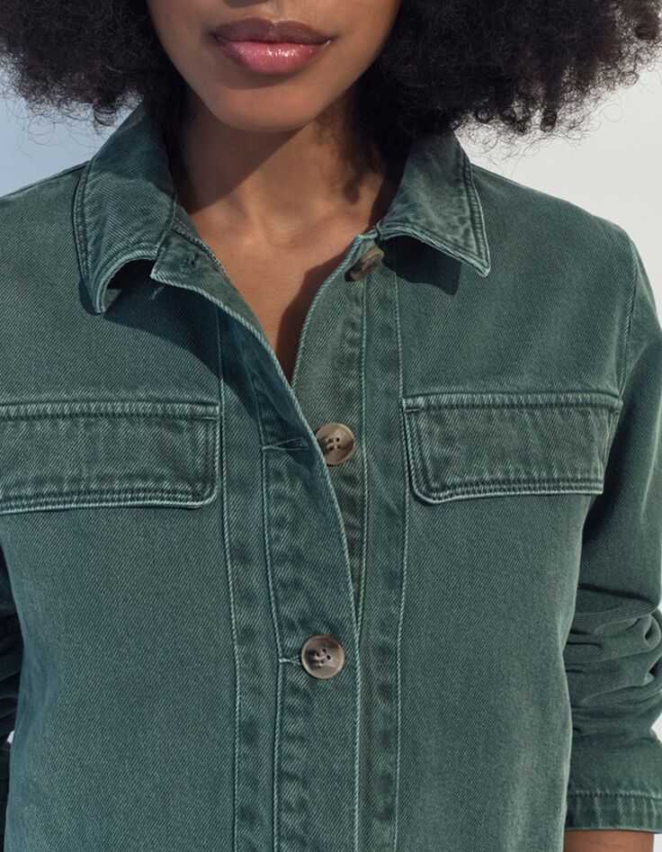 DARIA - Veste en jean vert waterless surteint Azudel&reg; -3