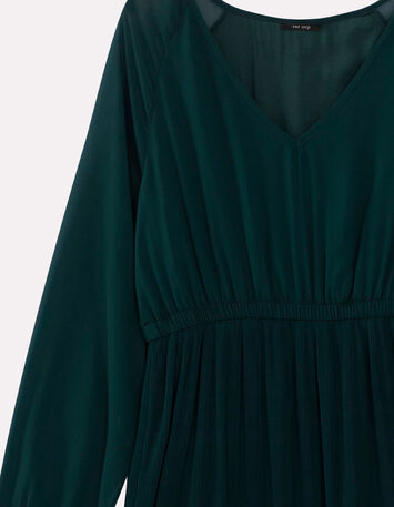 ROWAN - Robe longue vert cèdre plissée en-4