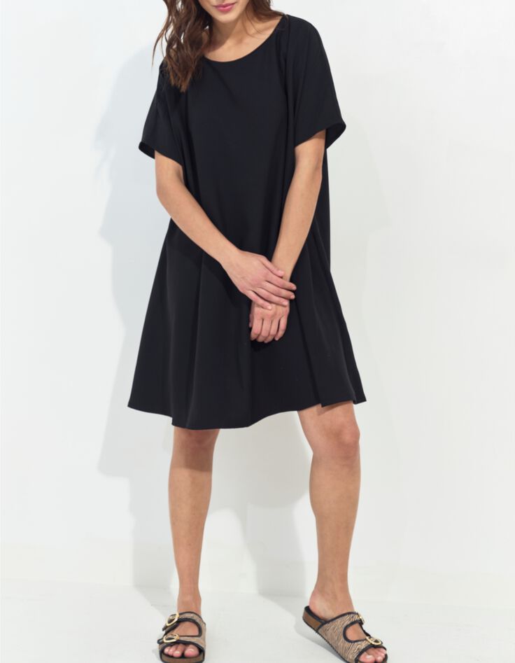RIOM - Robe noire ample polyester recycl&eacute; -4