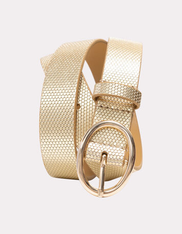 ADDY - Ceinture dorée cuir embossé effet python-2