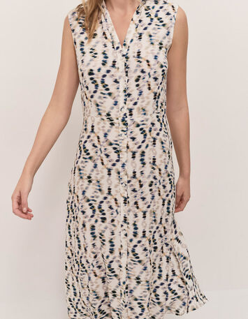 ROXY - Robe chemise longue écrue à imprimé-4
