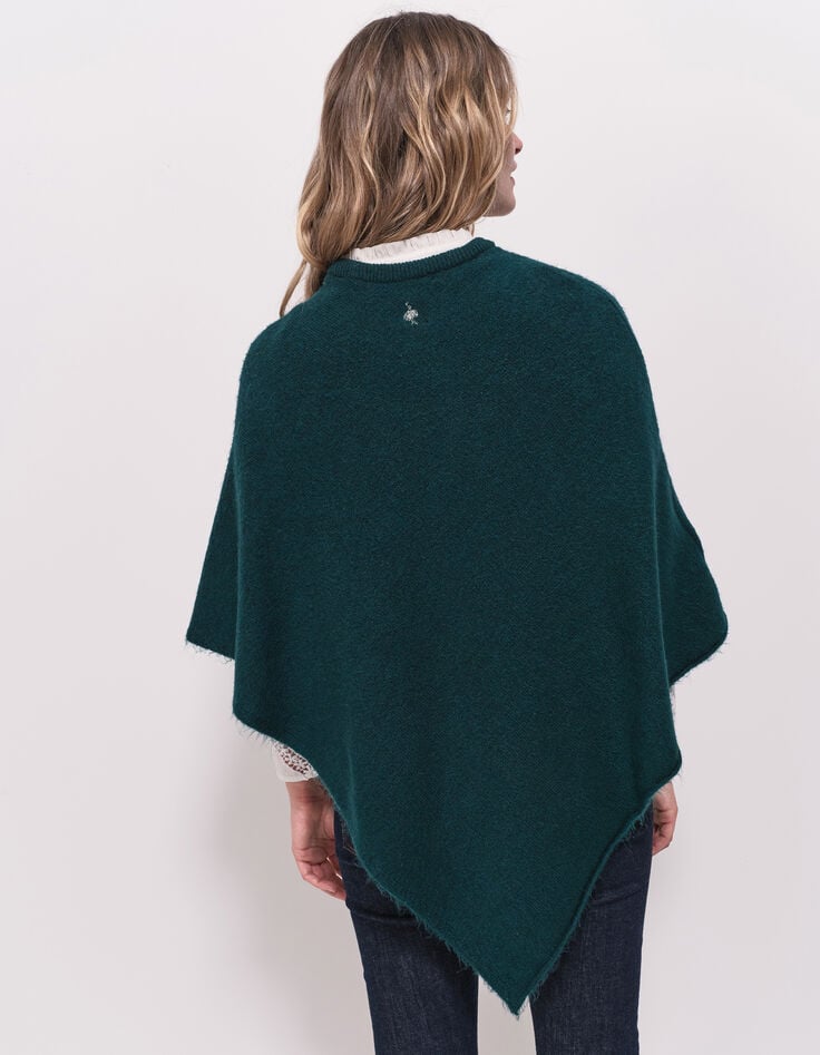 ALAMO - Poncho vert tricot col rond-3 ALAMO - Poncho vert tricot col rond-3