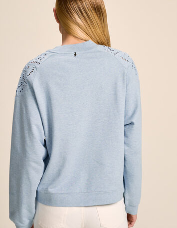 MUKKI - Sweat bleu chambray molleton avec broderies-3