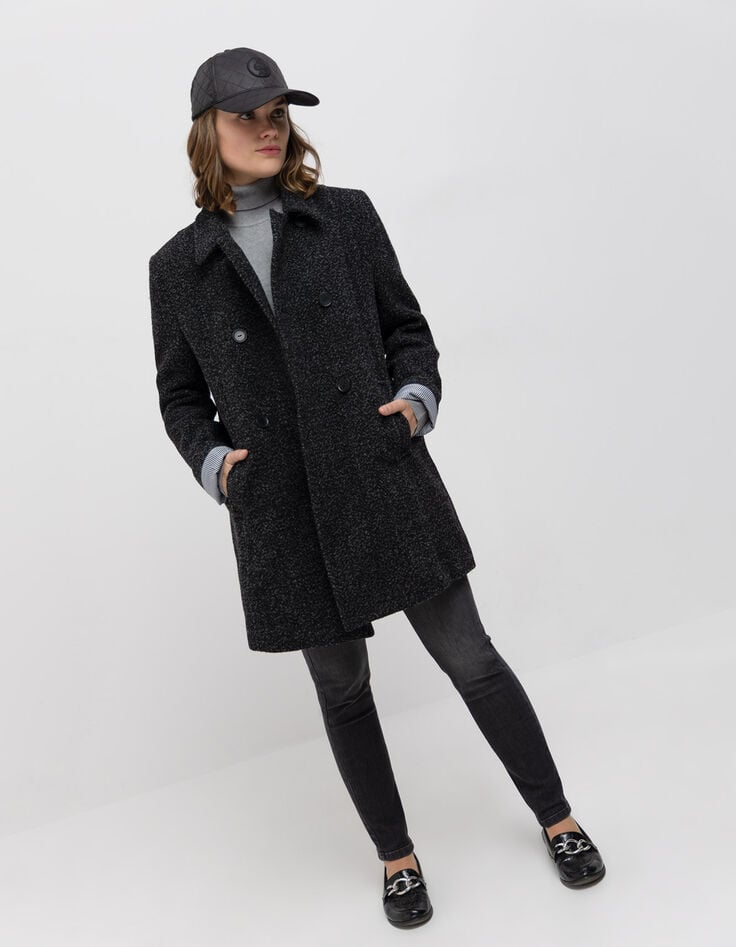 DREDA - Manteau gris drap de laine fantaisie-7