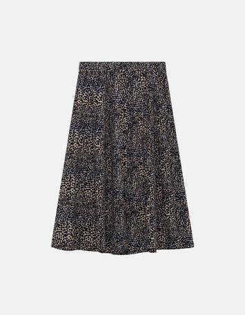 JOYAU - Jupe midi noire Lenzing Ecovero camouflage d'été-4