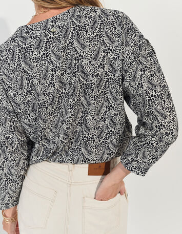 CERES - Blouse noire Lenzing™ Ecovero™ néo cachemire -3