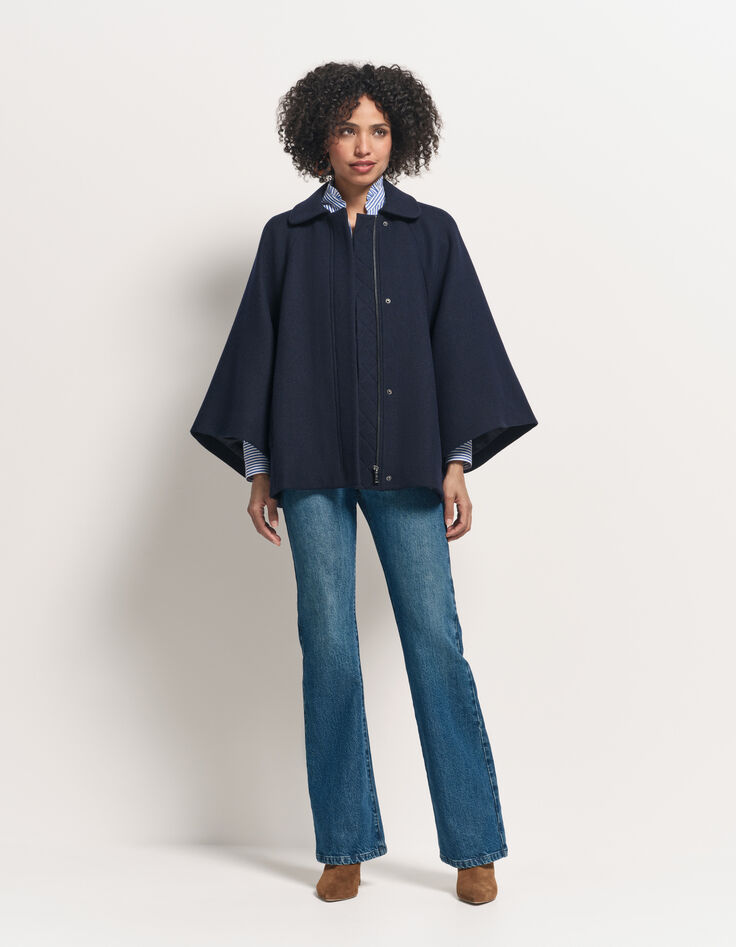 DORIA - Manteau cape marine drap de laine fantaisie-7
