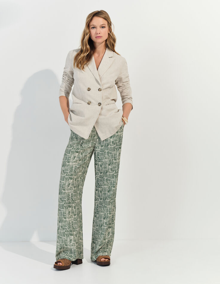 PRIMAVERA - Pantalon vert imprimé tropical chic -6
