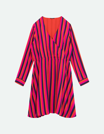 ROSA - Robe cache-cœur capucine à lignes graphiques-5
