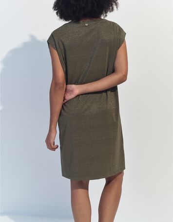 REGINA - Robe kaki maille iris&eacute;e -2