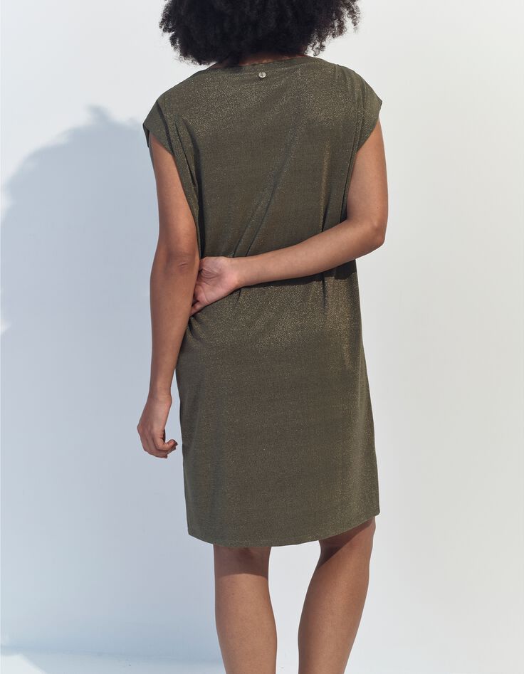 REGINA - Robe kaki maille iris&eacute;e -2
