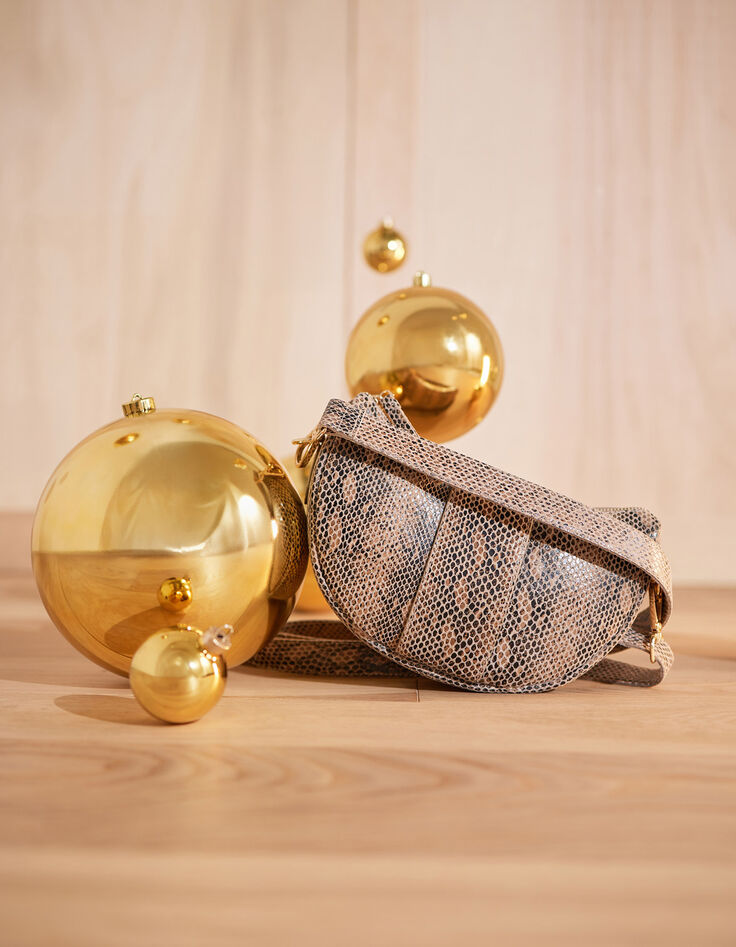 ALMA - Sac besace marron cuir certifié effet python-7