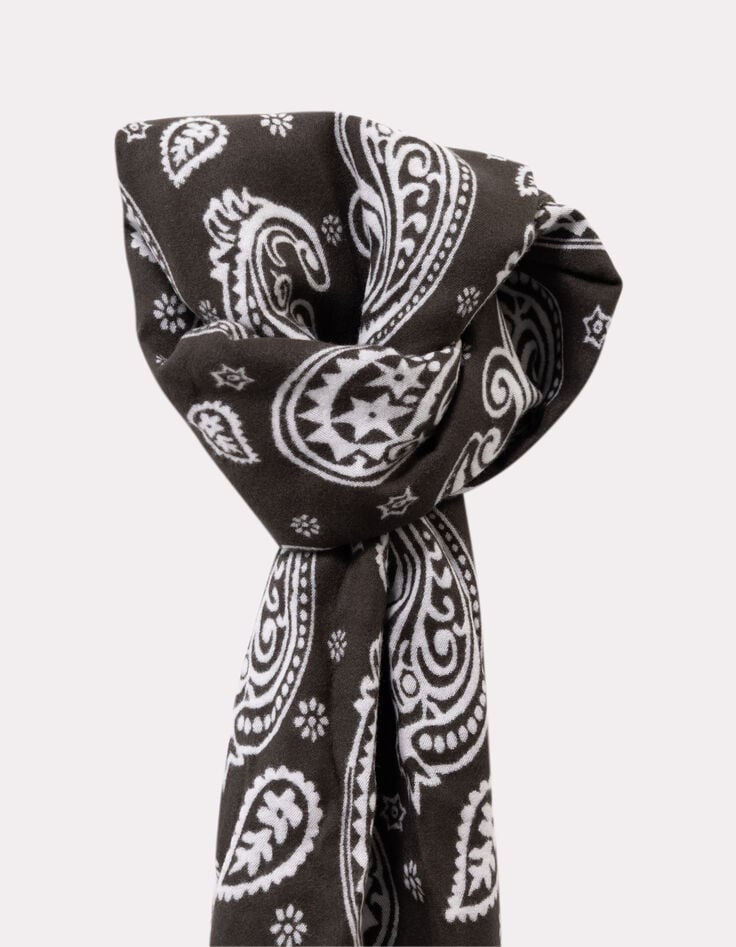 ALVA - Echarpe kaki jacquard motif cachemire-2 ALVA - Echarpe kaki jacquard motif cachemire-2