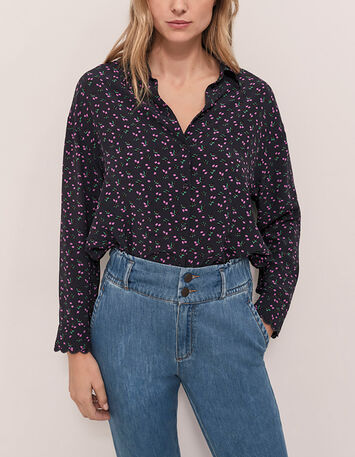 CORIE - Chemise marine à imprimé floral arty-1