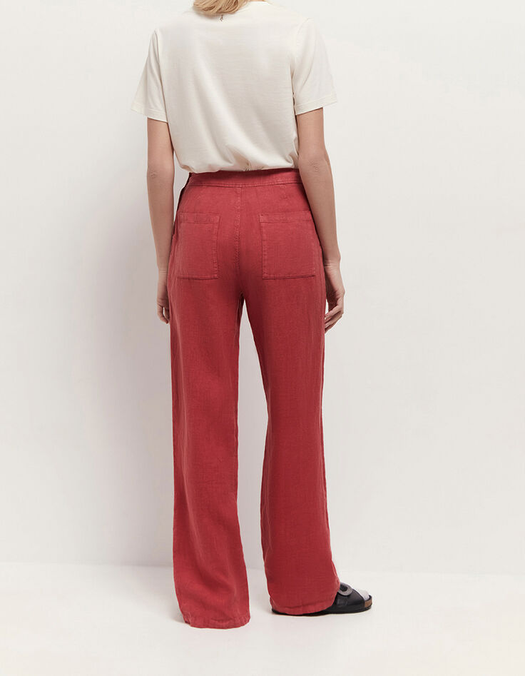 PAMELA - Pantalon &agrave; pont chilipepper en lin-3