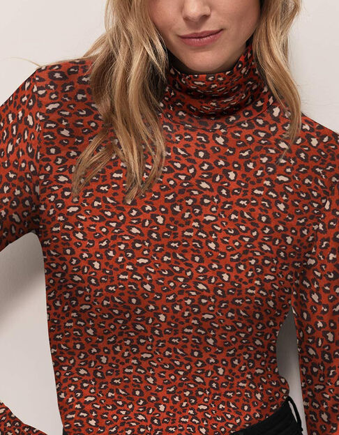 MADLY - T-shirt &agrave; col roul&eacute; rouge &agrave; imprim&eacute; safari - One Step