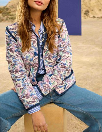 DORES - Blouson r&eacute;versible &eacute;crue jacquard motif &eacute;cume-8