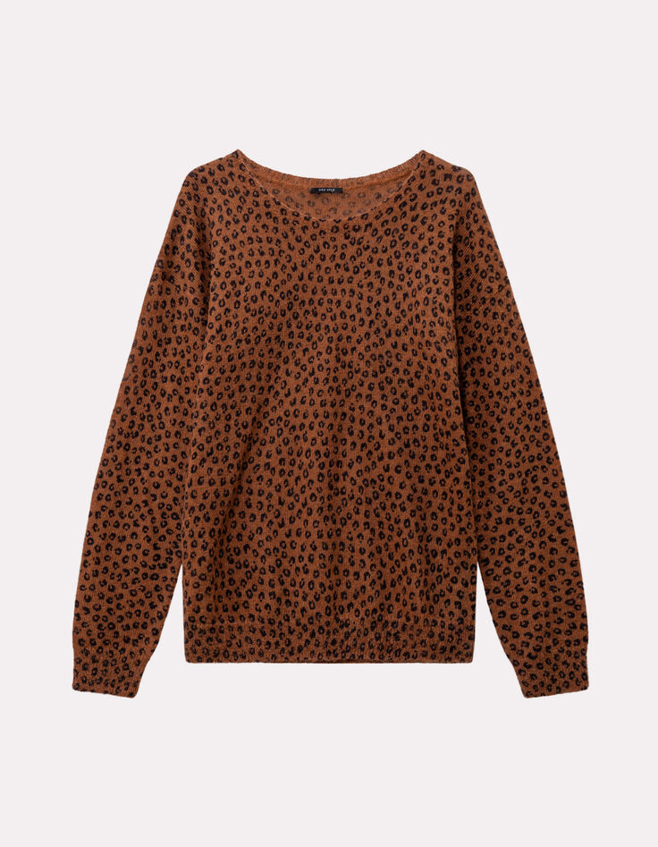 TANAGA - Pull camel tricot motif néo-fauve-1