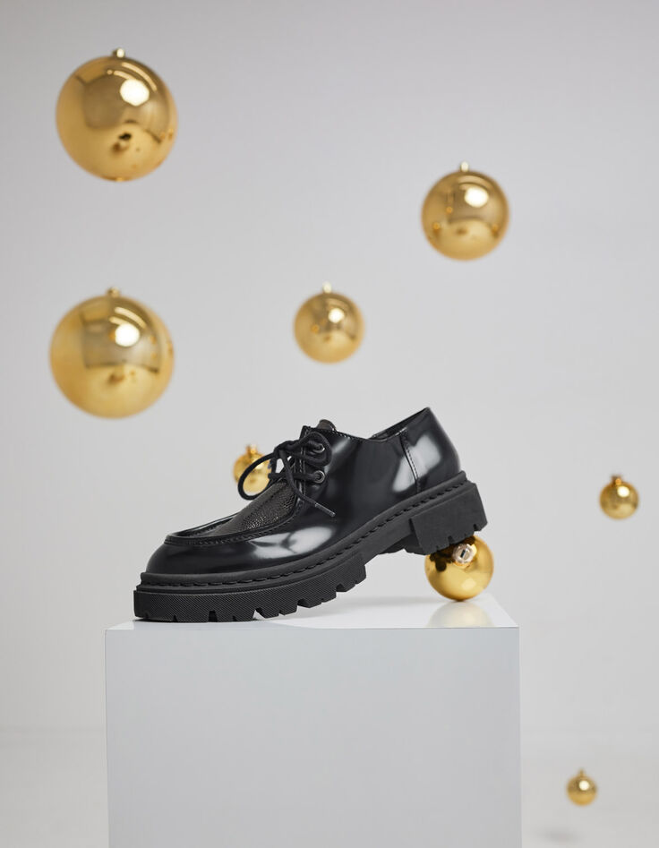 O.MAEL - Derbies crantés noirs cuir dessus métallisé-9