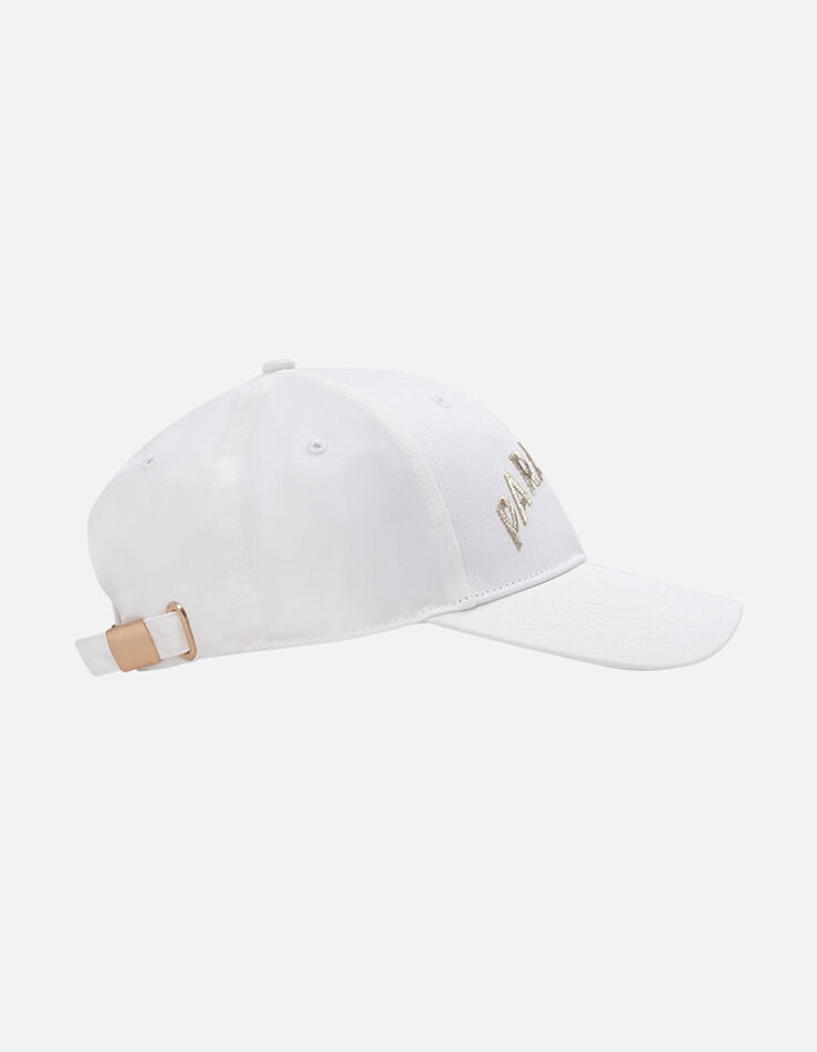 ABACA - Casquette blanche broderie message dorée -3