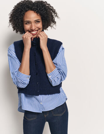 ANGIE - Col camionneur marine en tricot-2