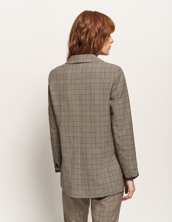 VELMA - Veste de tailleur beige motif prince-de-galles-4 VELMA - Veste de tailleur beige motif prince-de-galles-4