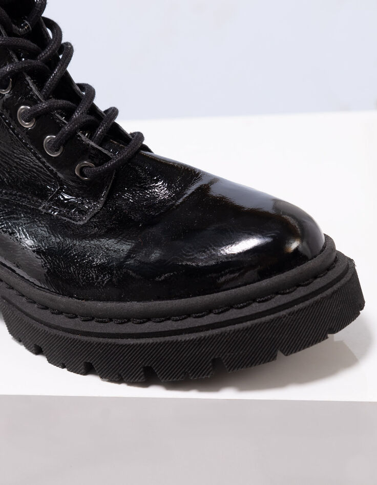 O.MARDA - Boots à lacet noirs cuir verni-5 O.MARDA - Boots à lacet noirs cuir verni-5