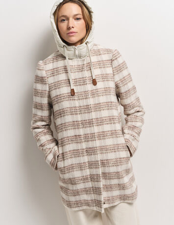 DATCHA - Manteau 2-en-1 beige motif carreaux et doudoune-6 DATCHA - Manteau 2-en-1 beige motif carreaux et doudoune-6