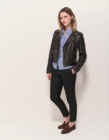 DEAN - Blouson biker noir en cuir-5